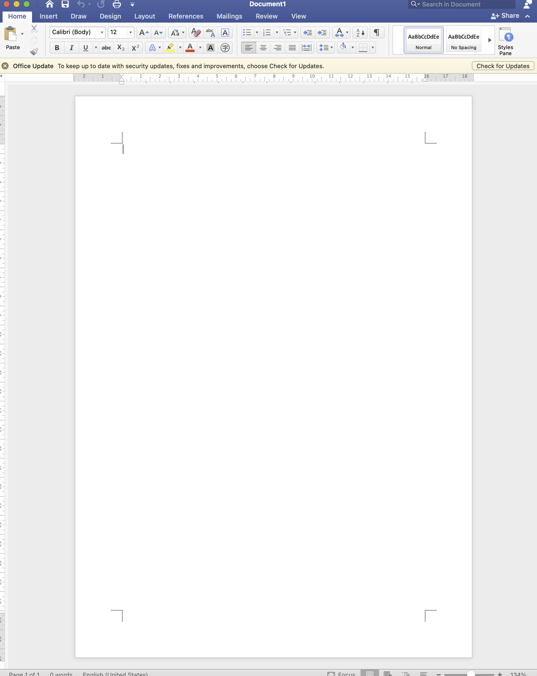 Microsoft Word blank